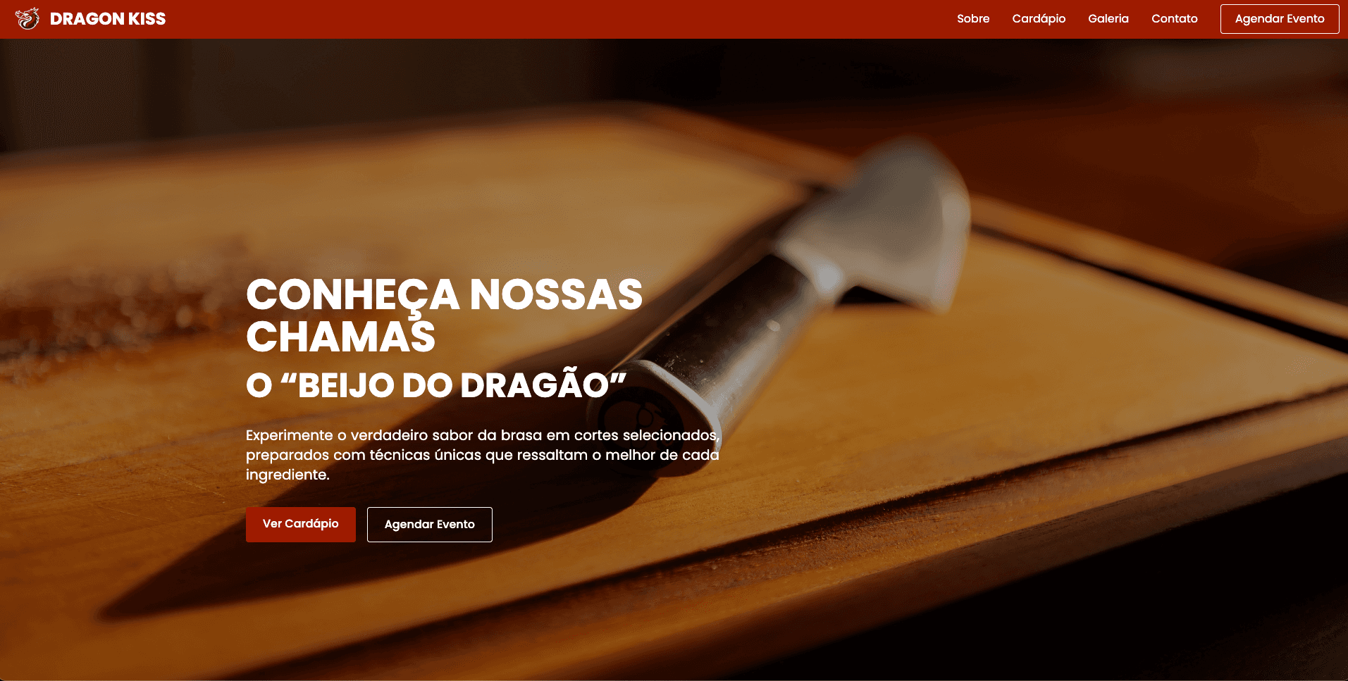 Mockup do projeto Dragon Kiss Eventos